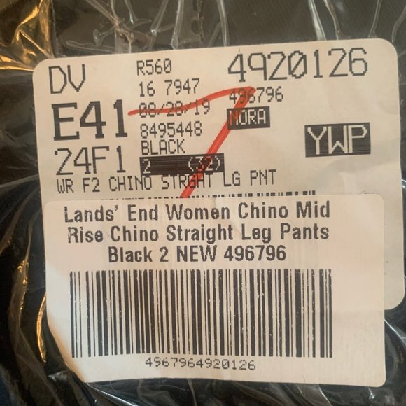 NWT LANDS' END WOMEN'S MID RISE CHINO PANTS STRAIGHT LEG BLACK 2 & 2P (PETITE) - Picture 8 of 15